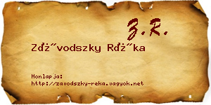 Závodszky Réka névjegykártya